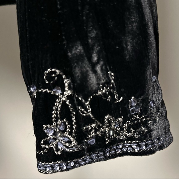 E BY ECI Women’s Sz 8 Artsy Boho Embroidery Burnout Velvet Bead & Sequin Blazer - Picture 4 of 12